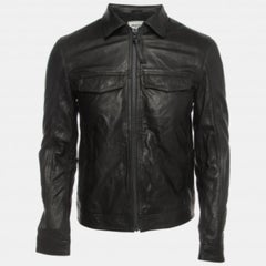 Zadig & Voltaire - Giacca con zip frontale in pelle nera S
