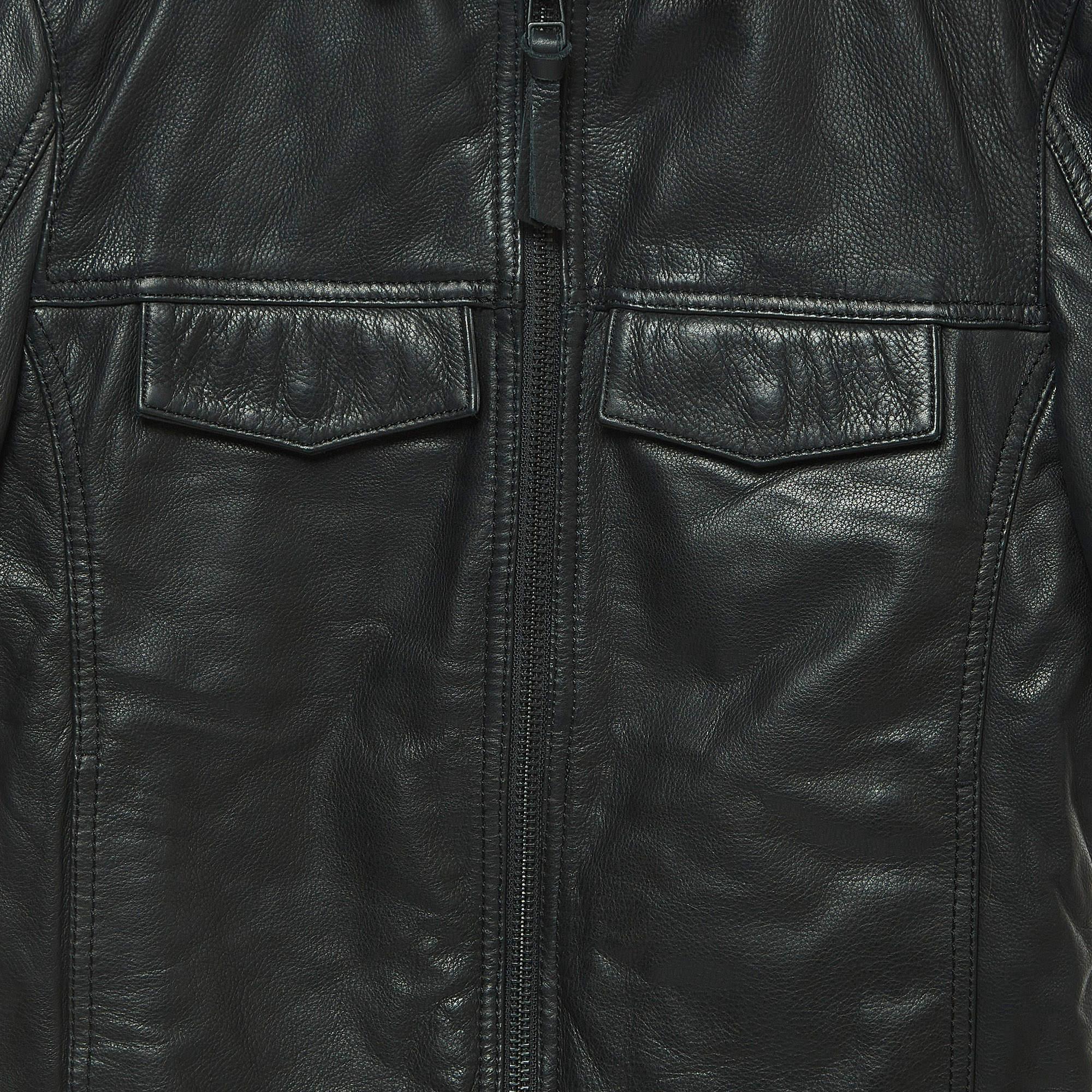Nero Zadig & Voltaire - Giacca in pelle nera con zip XS in vendita