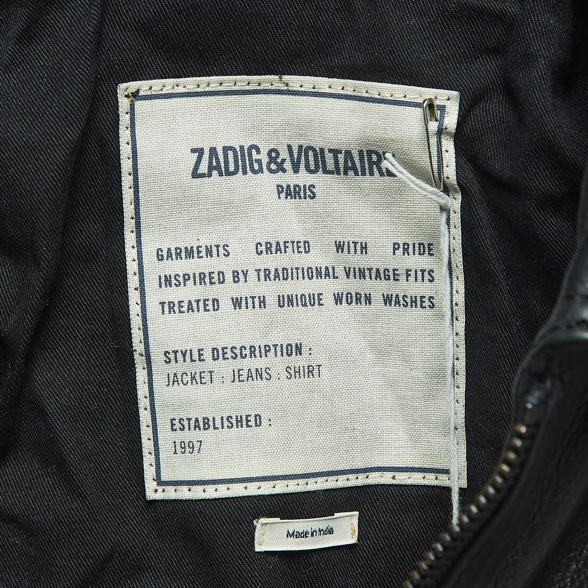 Uomo Zadig & Voltaire - Giacca in pelle nera con zip XS in vendita
