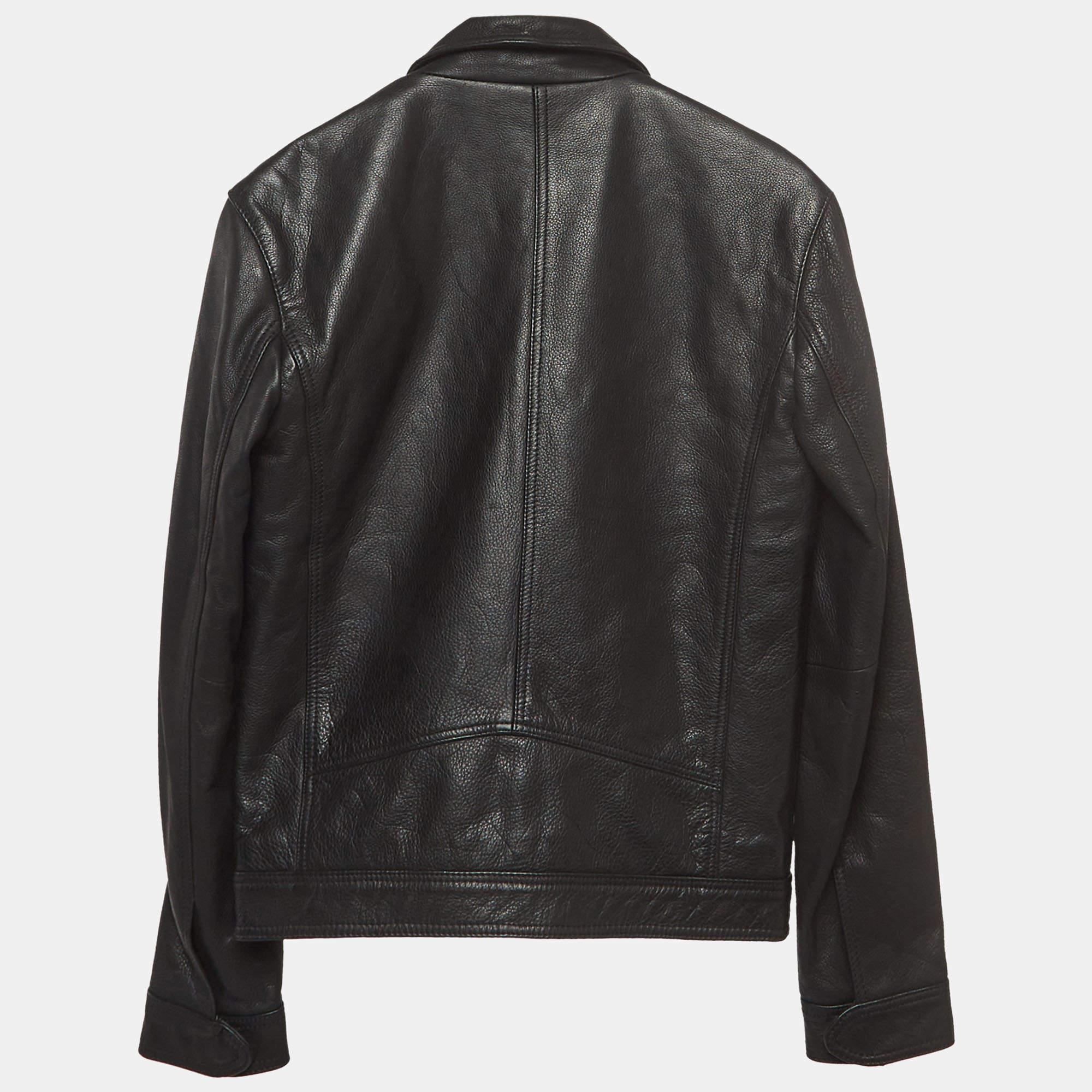 Zadig & Voltaire Black Leather Zip Front Jacket XS For Sale 1