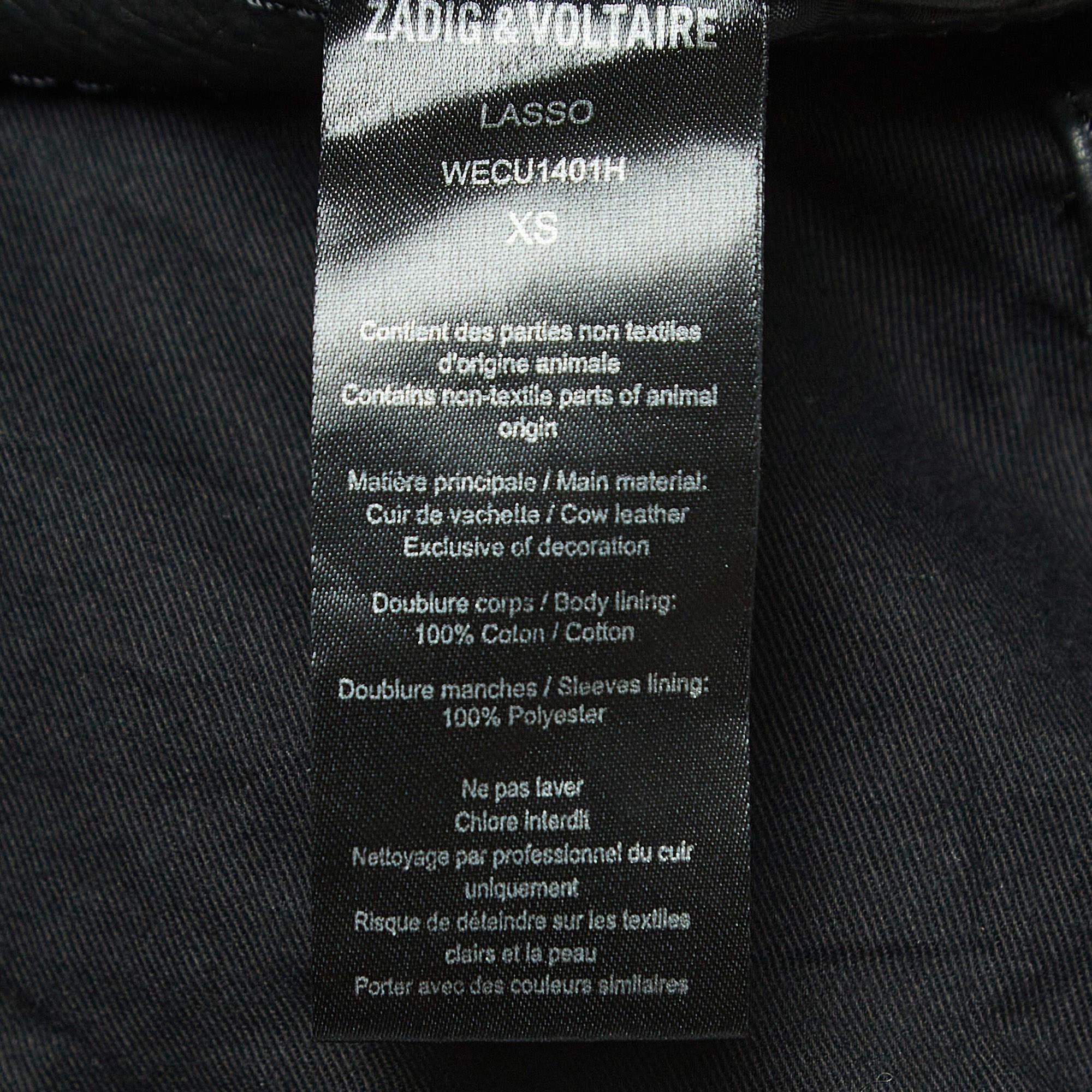 Zadig & Voltaire - Giacca in pelle nera con zip XS in vendita 1