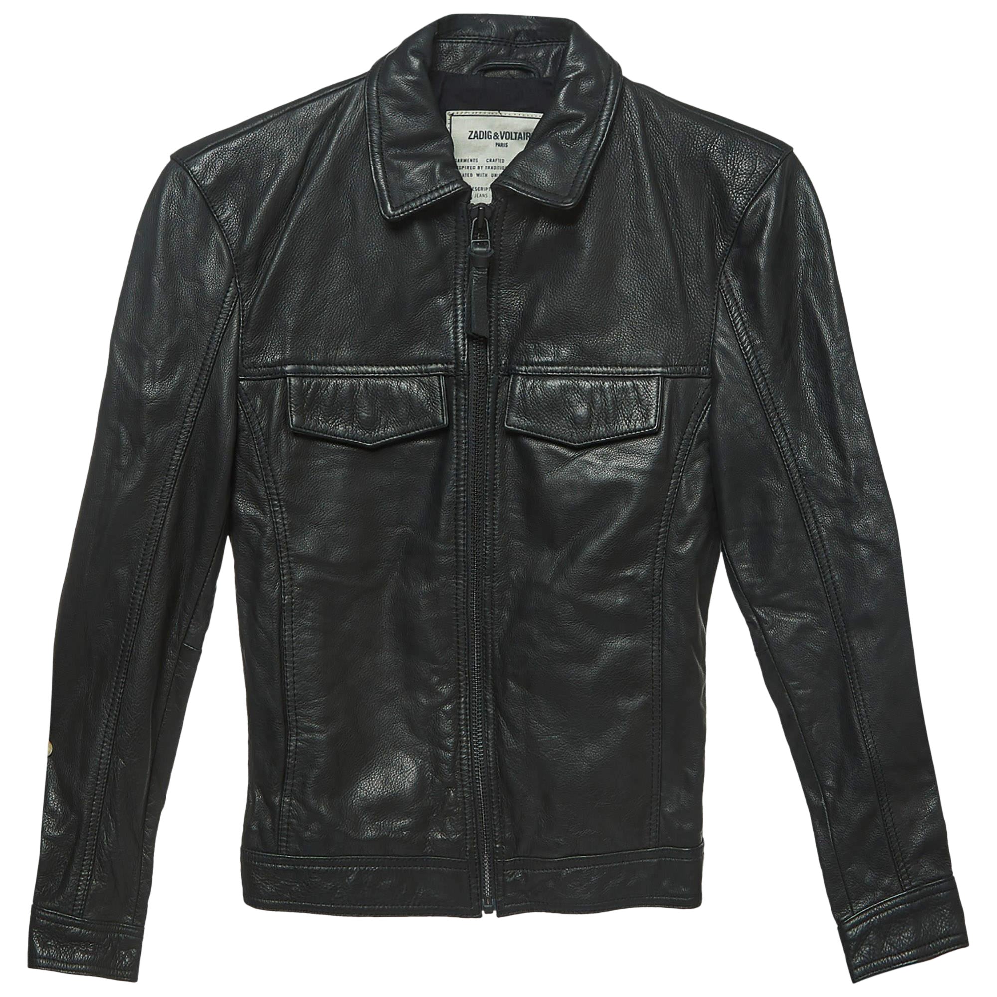 Zadig & Voltaire Schwarze Lederjacke mit Reißverschluss vorne XS