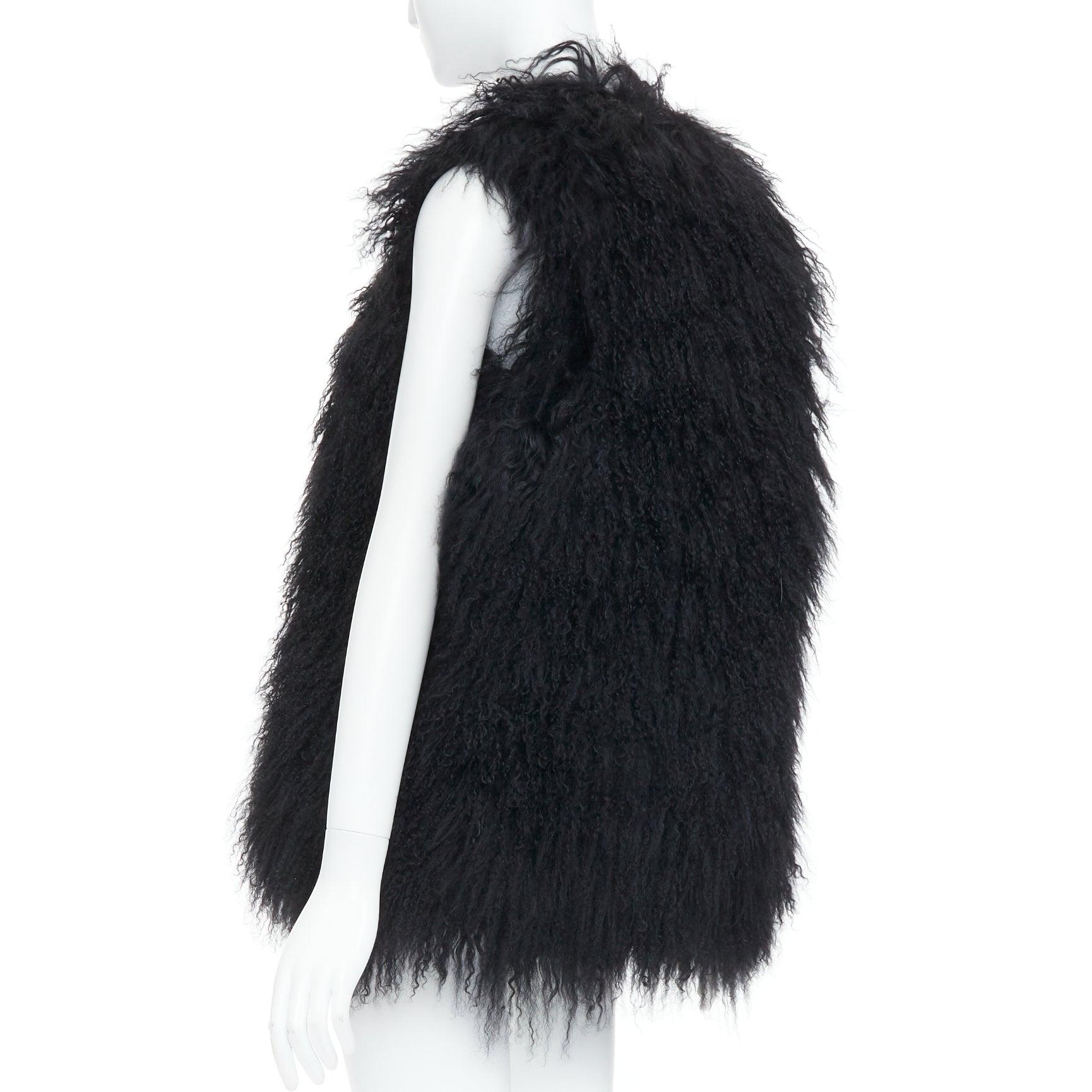ZADIG & VOLTAIRE black mongolian shearling fur ethnic quilted vest coat For Sale 1