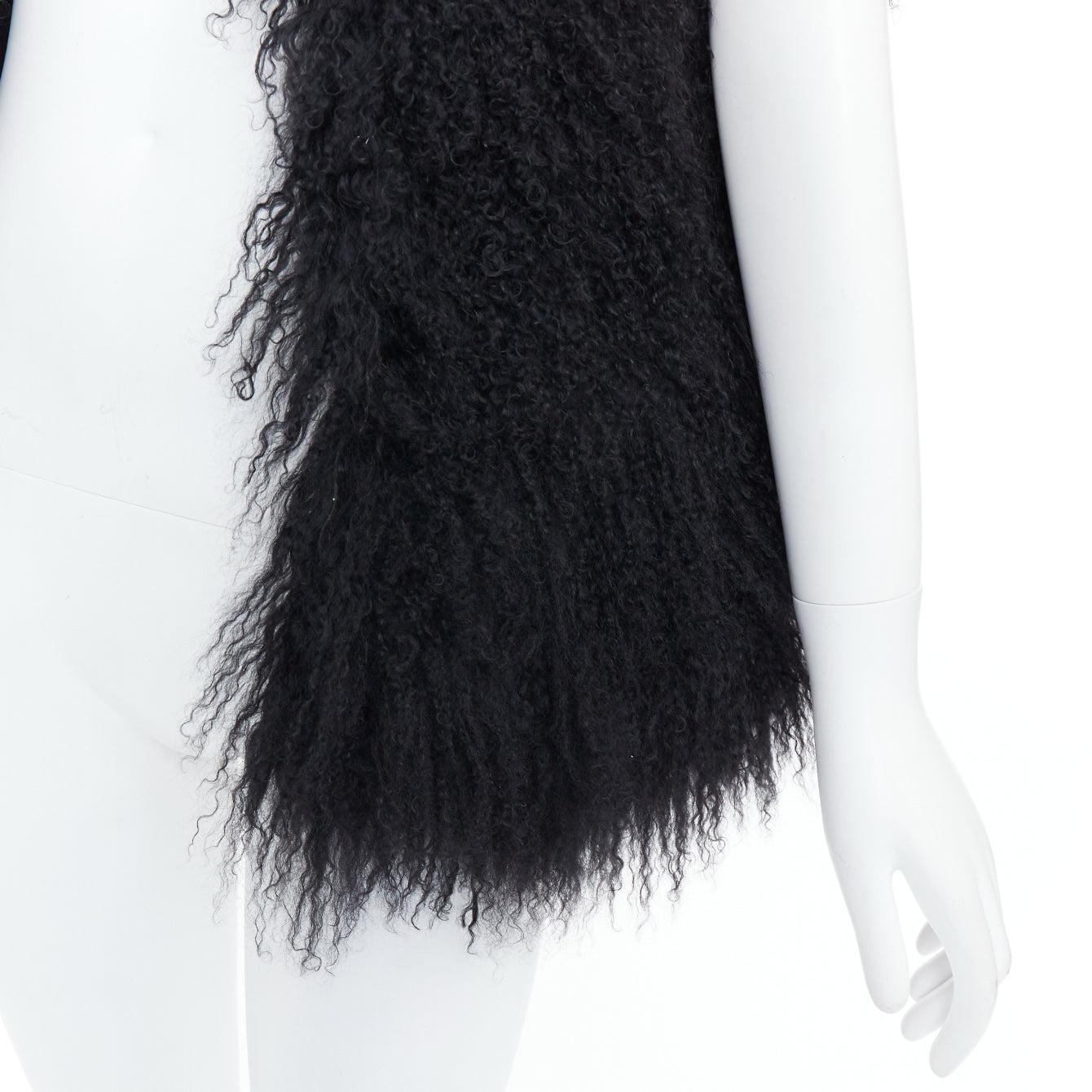 ZADIG & VOLTAIRE black mongolian shearling fur ethnic quilted vest coat For Sale 2