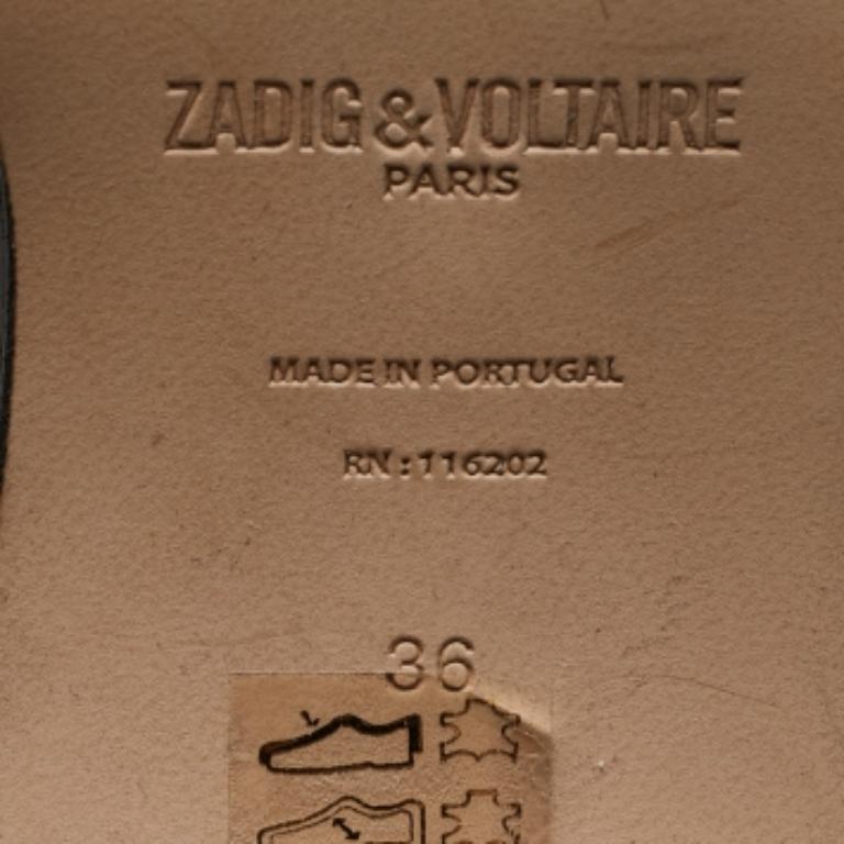 Noir Zadig & Voltaire - Escarpins en cuir noir embossé en python et imprimé animalier - Taille 36 en vente
