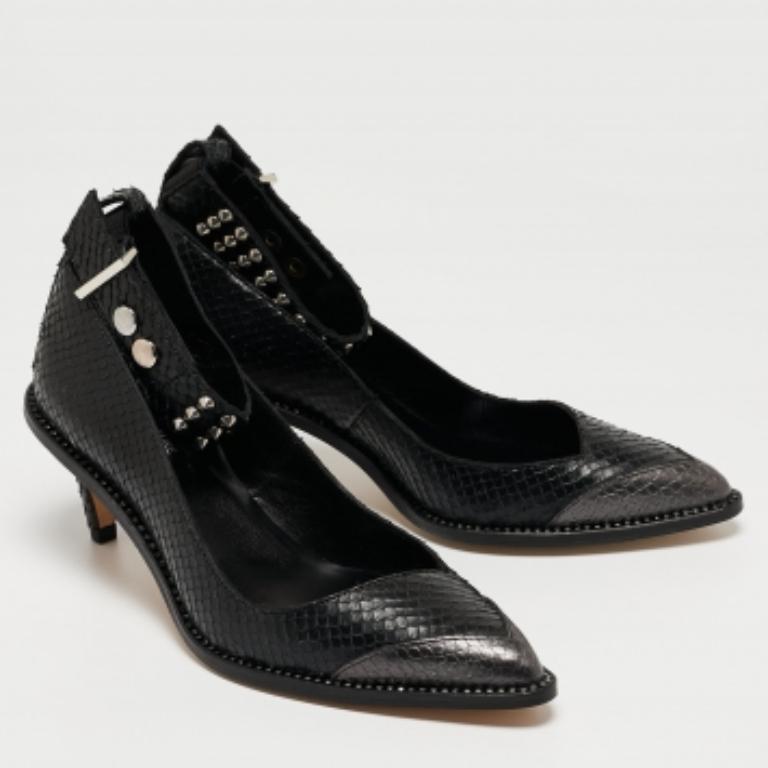 Zadig & Voltaire - Escarpins en cuir noir embossé en python et imprimé animalier - Taille 36 Bon état - En vente à Dubai, Al Qouz 2