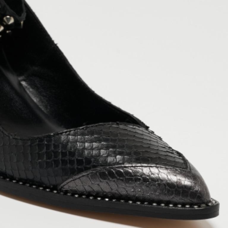 Zadig & Voltaire - Escarpins en cuir noir embossé en python et imprimé animalier - Taille 36 Pour femmes en vente