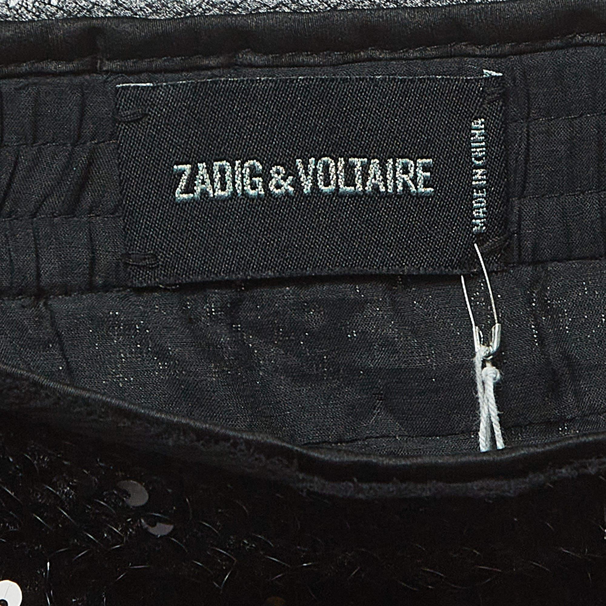 Women's Zadig & Voltaire Black Sequined Tube Mini Dress M For Sale