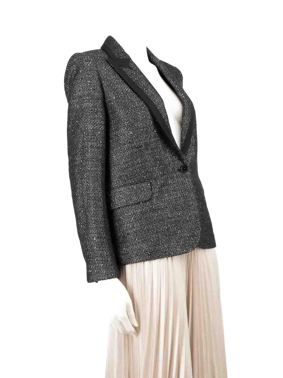 CONDITION is Very good. Minimal wear to blazer is evident. There is a small pluck to the weave on the right side sleeve on this used Zadig & Voltaire designer resale item.
 
 Details
 Black
 Cotton
 Blazer
 Button up fasteing
 Long sleeves
