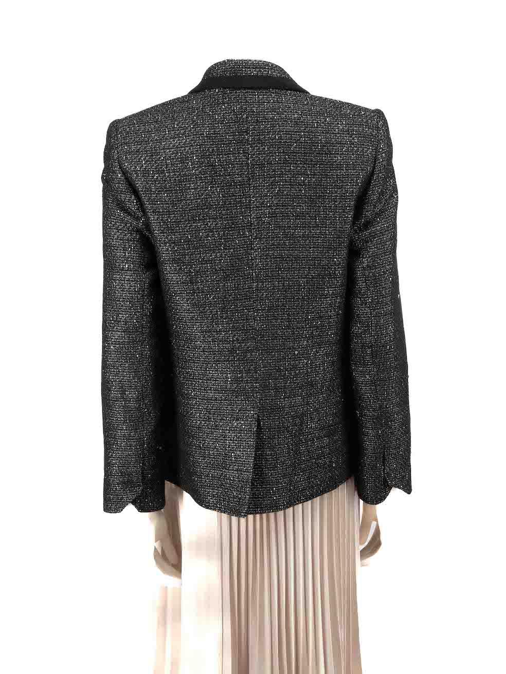 Zadig & Voltaire Black Sequinned Metallic Blazer Size M In Good Condition For Sale In London, GB