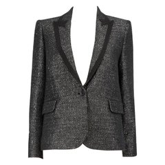 Zadig & Voltaire Black Sequinned Metallic Blazer Size M
