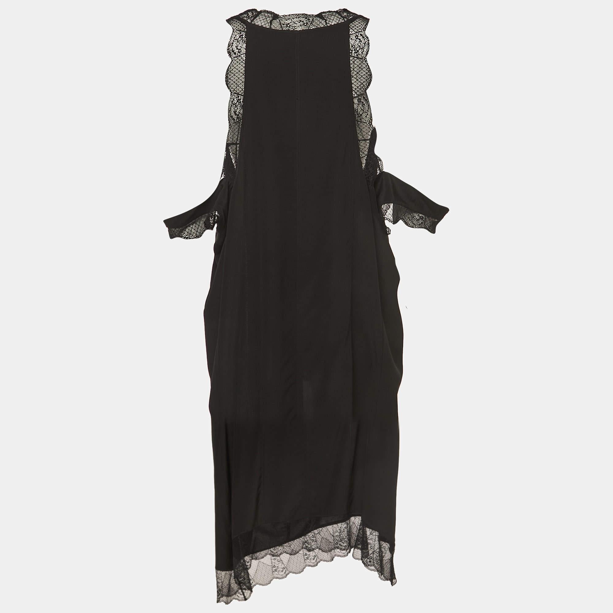 Zadig & Voltaire Black Silk Lace Trimmed Asymmetrical Sleeveless Tunic L 1
