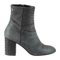 Zadig & Voltaire Black Snakeskin Leather Ankle Boots Size IT 36