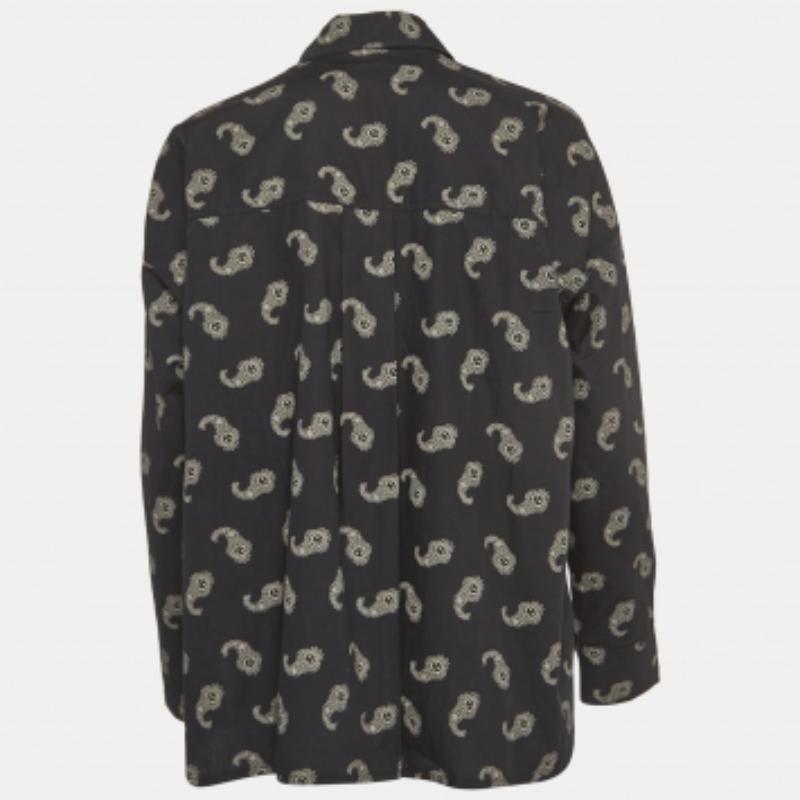 Zadig & Voltaire Schwarzes Tamara Paisley Print Baumwollhemd in Übergröße XS Damen im Angebot