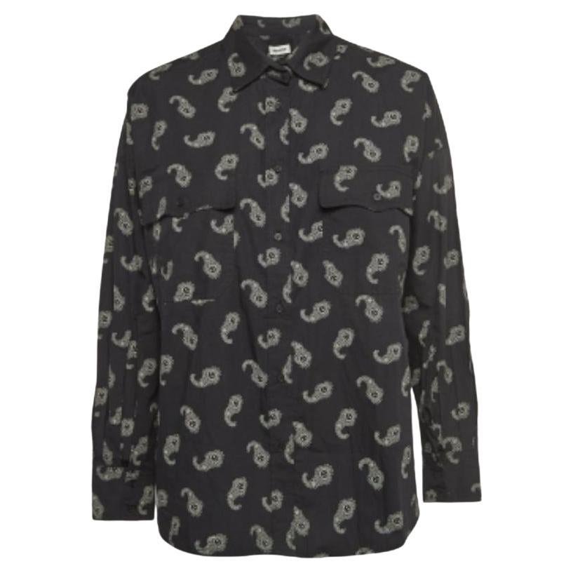 Zadig & Voltaire Schwarzes Tamara Paisley Print Baumwollhemd in Übergröße XS im Angebot