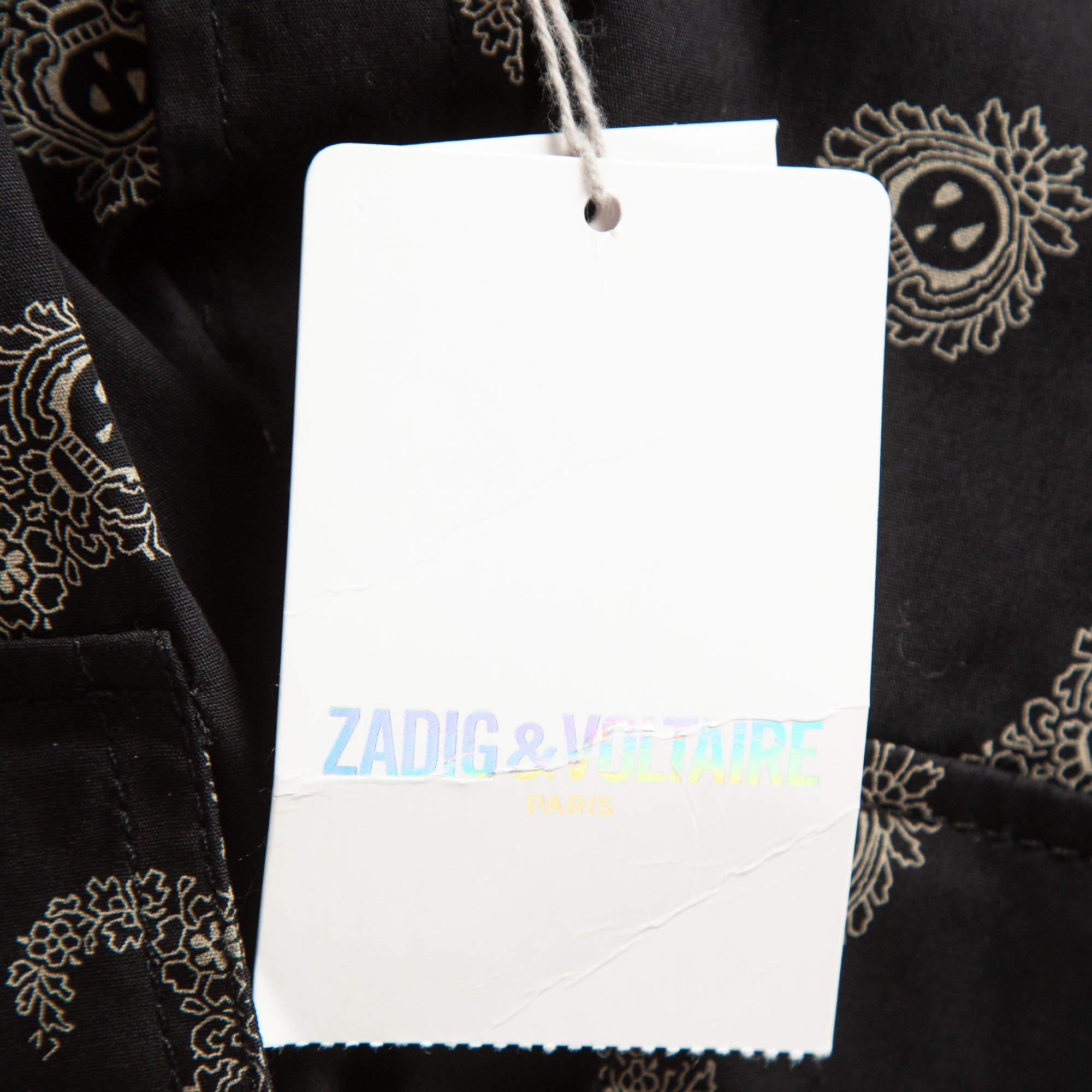 Women's Zadig & Voltaire Black Tamara Paisley Print Cotton Shirt XS