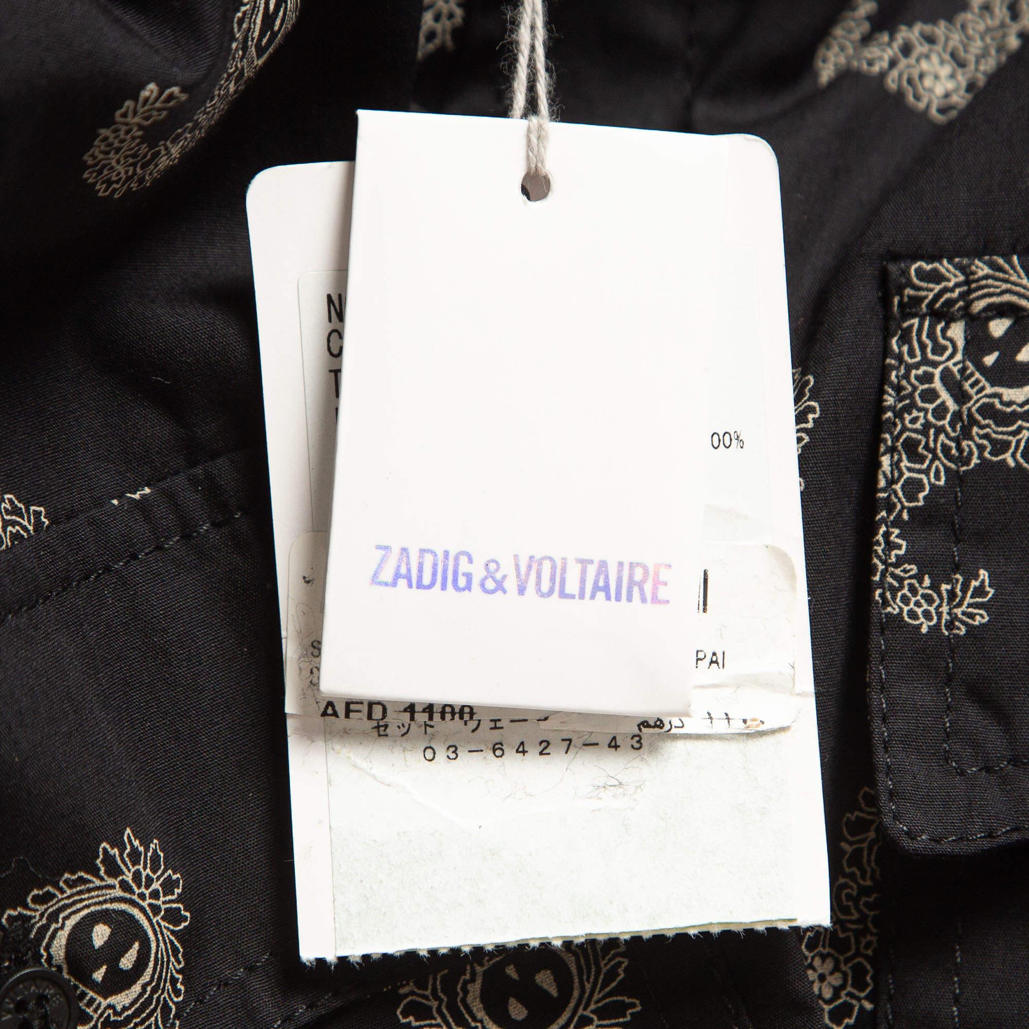 Zadig & Voltaire Black Tamara Paisley Print Cotton Shirt XS 1