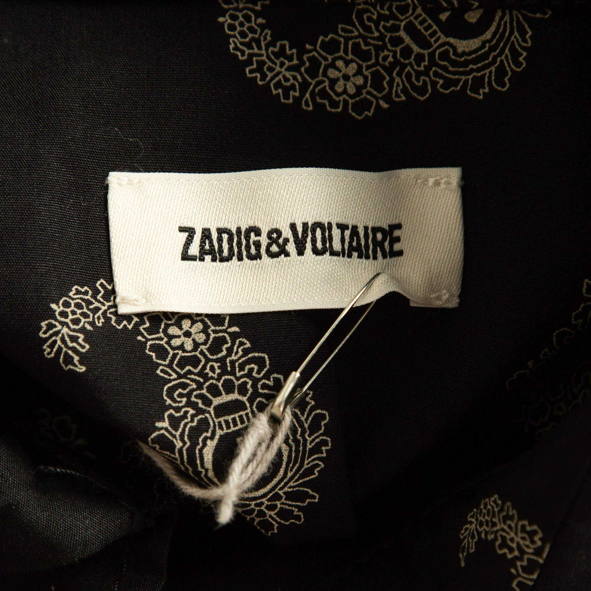Zadig & Voltaire Black Tamara Paisley Print Cotton Shirt XS 2