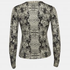 Zadig & Voltaire Black/White Abstract Print Cashmere Buttoned Cardigan S