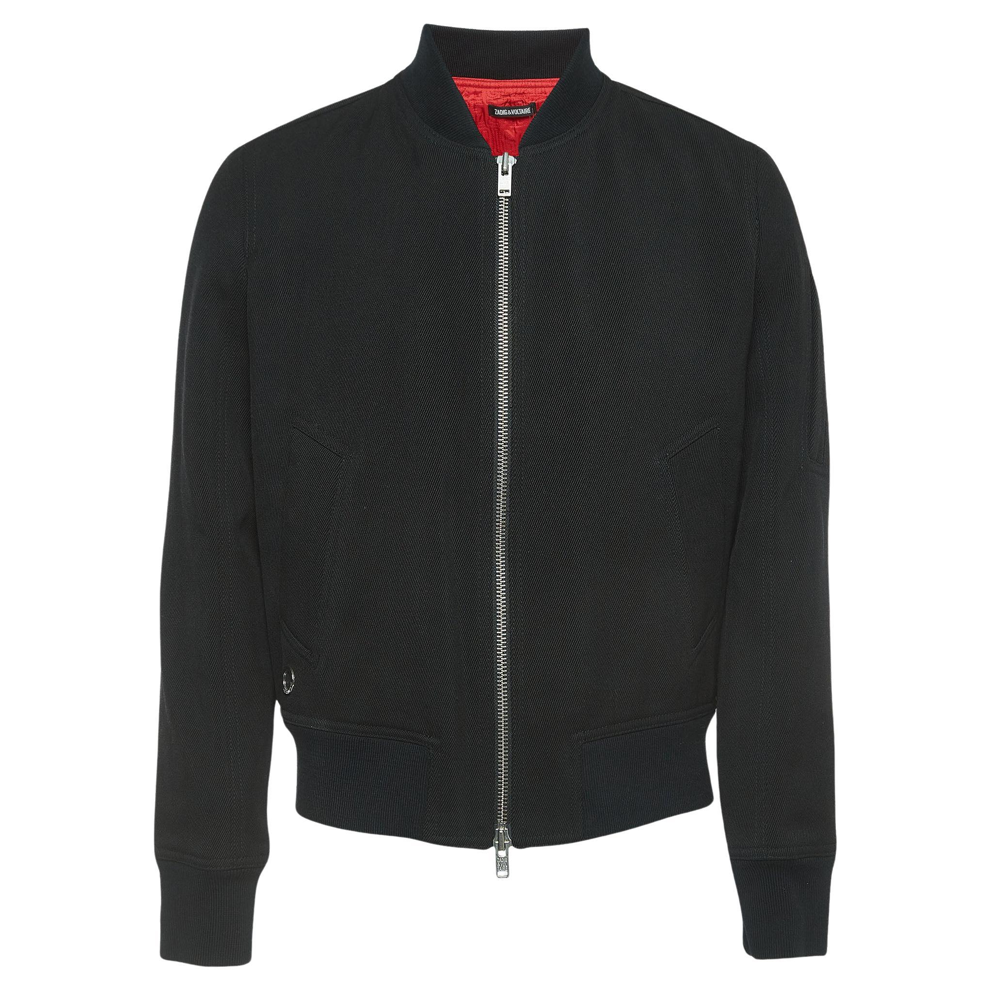 Zadig & Voltaire Black Wool Blend Zip Front Jacket L