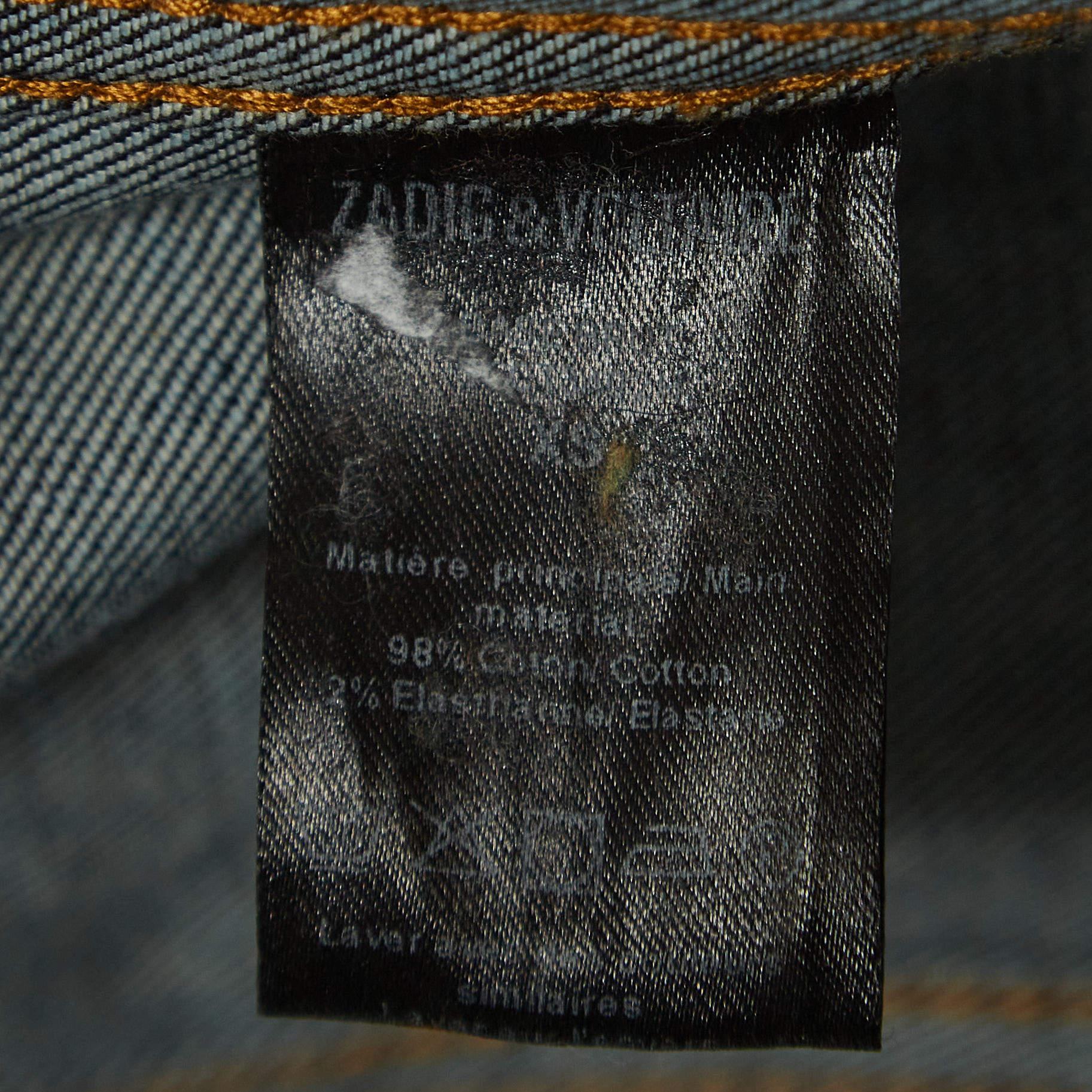 Zadig & Voltaire Blue Denim Base Brut Jacket XS In Excellent Condition For Sale In Dubai, Al Qouz 2