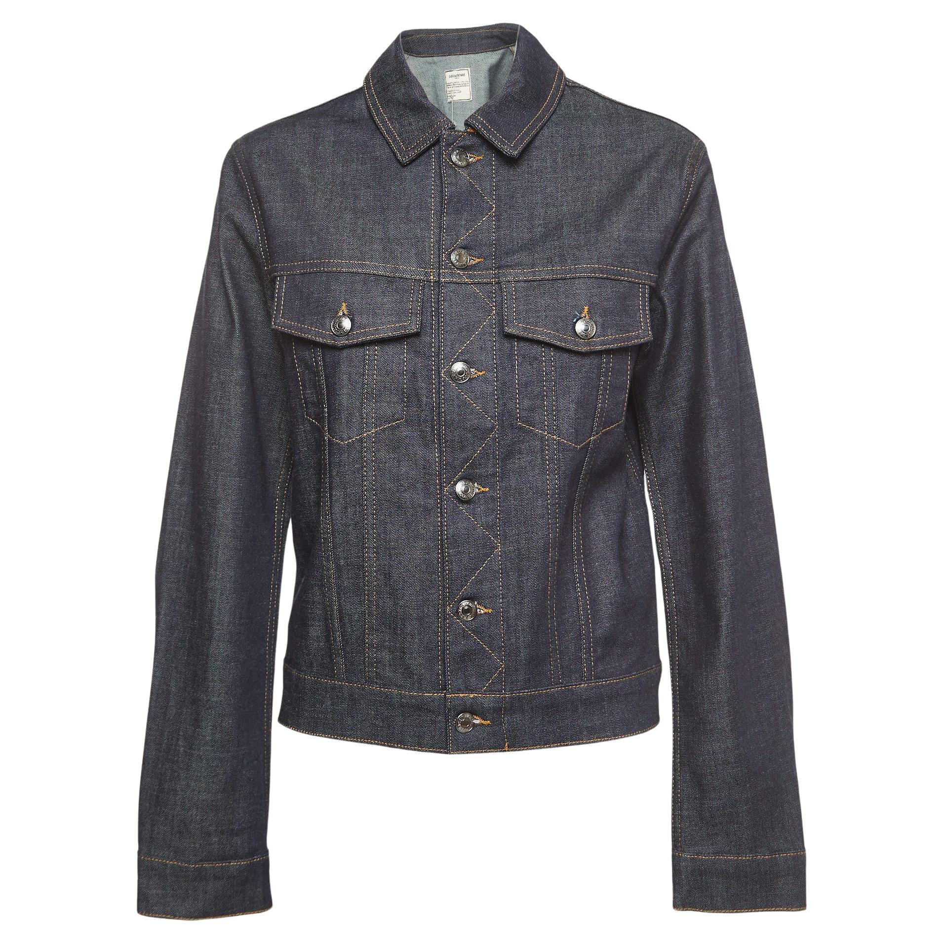 Zadig & Voltaire Blue Denim Base Brut Jacket XS For Sale