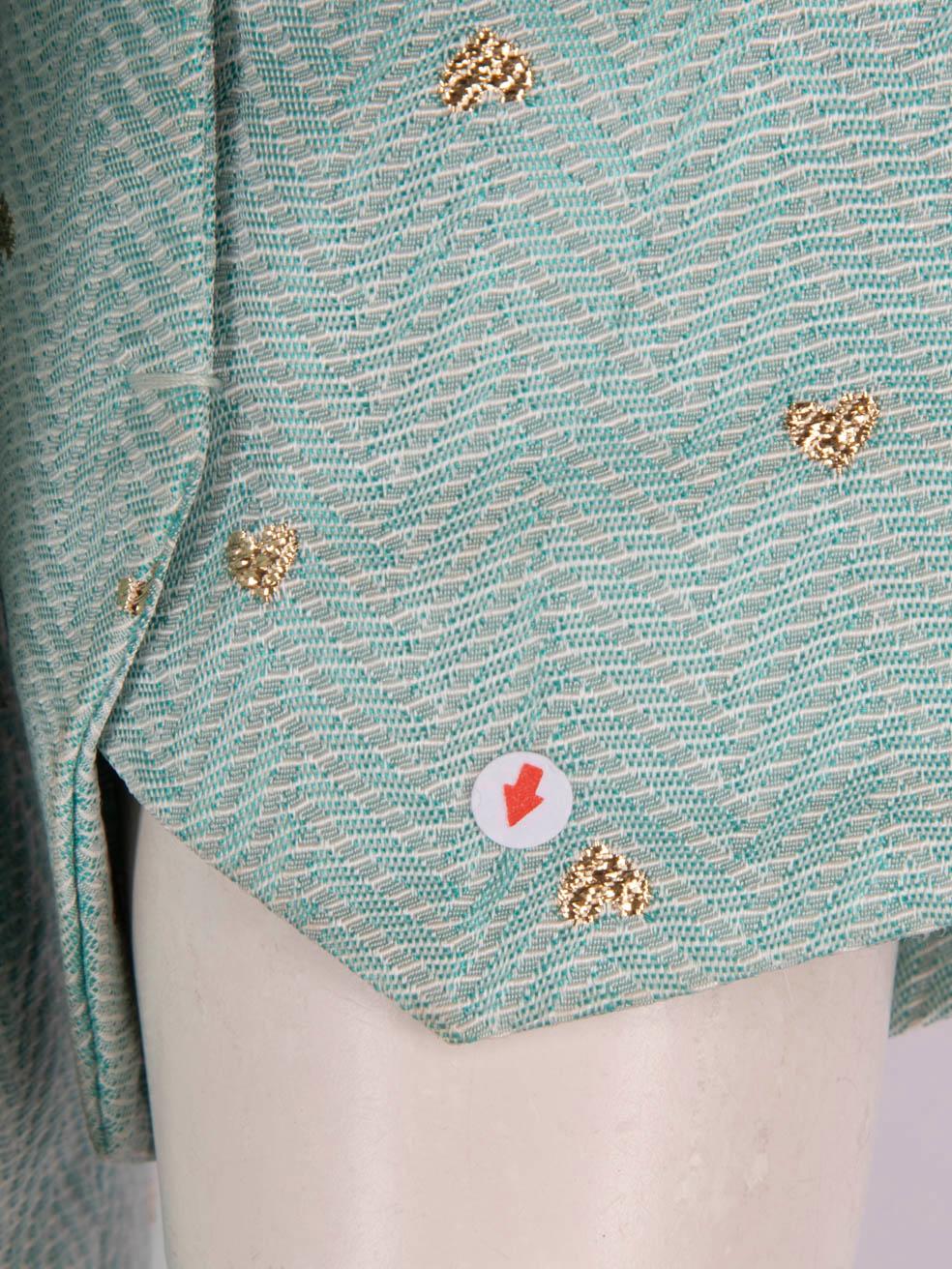 Zadig & Voltaire Blue & Gold Heart Pattern Blazer Size S In Good Condition For Sale In London, GB