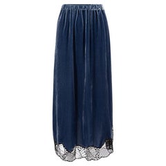 Zadig & Voltaire Blue Velvet Midi Length Skirt Size S