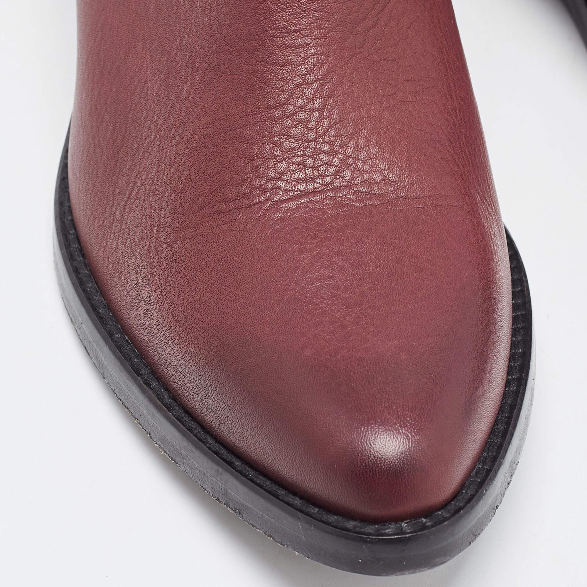 Zadig & Voltaire Burgundy Leather Ankle Boots Size 37 In Excellent Condition In Dubai, Al Qouz 2