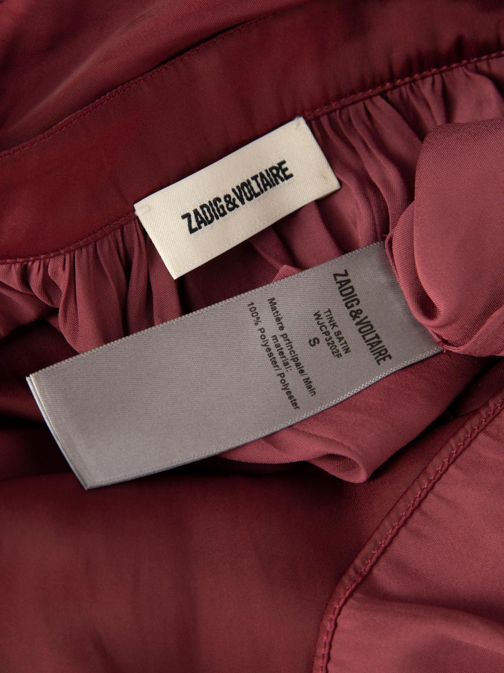 Women's Zadig & Voltaire Burgundy V Neck Blouse Size S For Sale