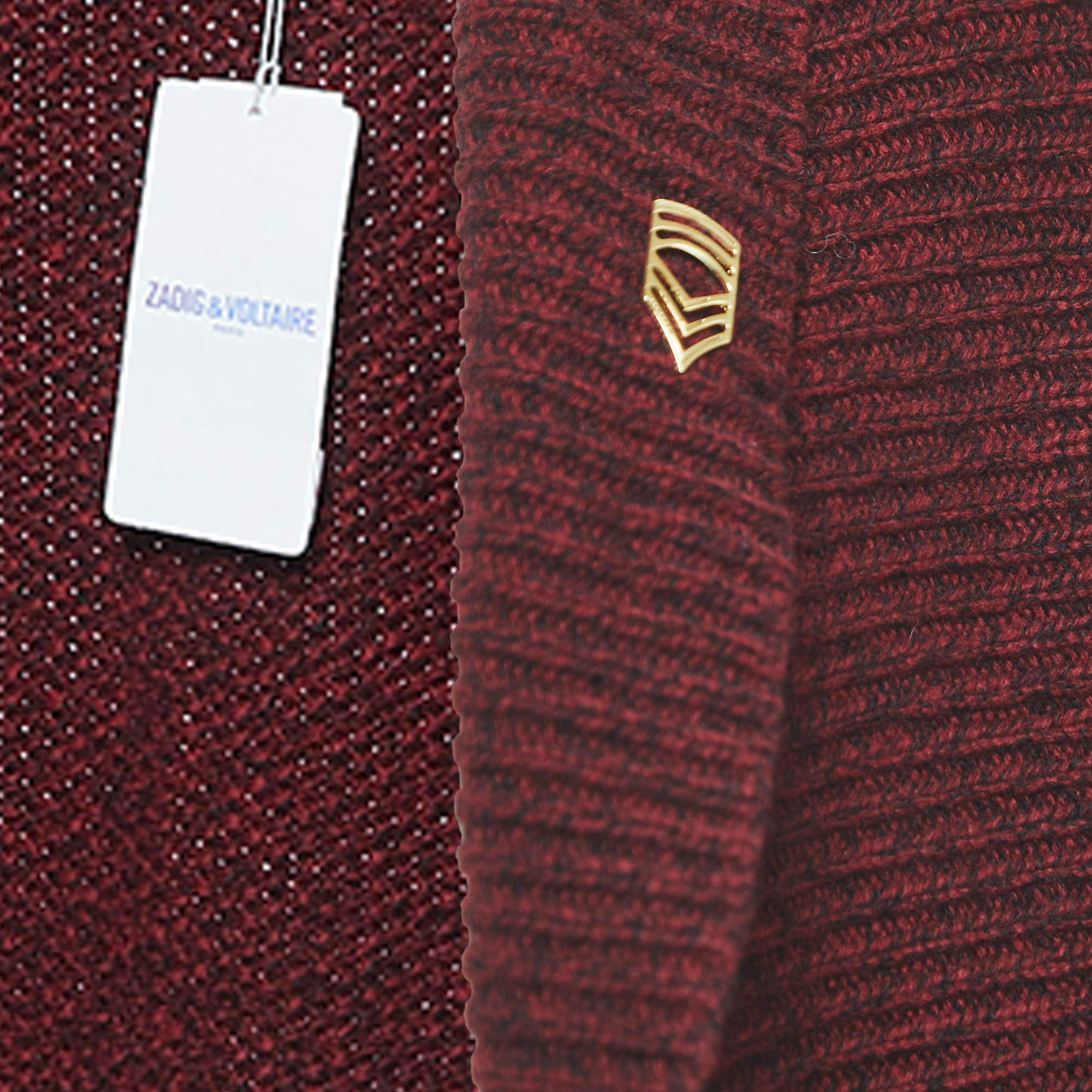 Zadig & Voltaire Burgundy Wool Blend Open Front Cardigan XS/S 1