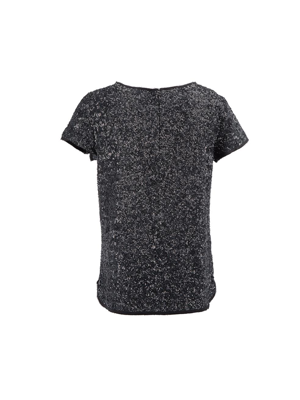 Zadig & Voltaire Deluxe Anthracite Sequinned Top Size S In Good Condition For Sale In London, GB