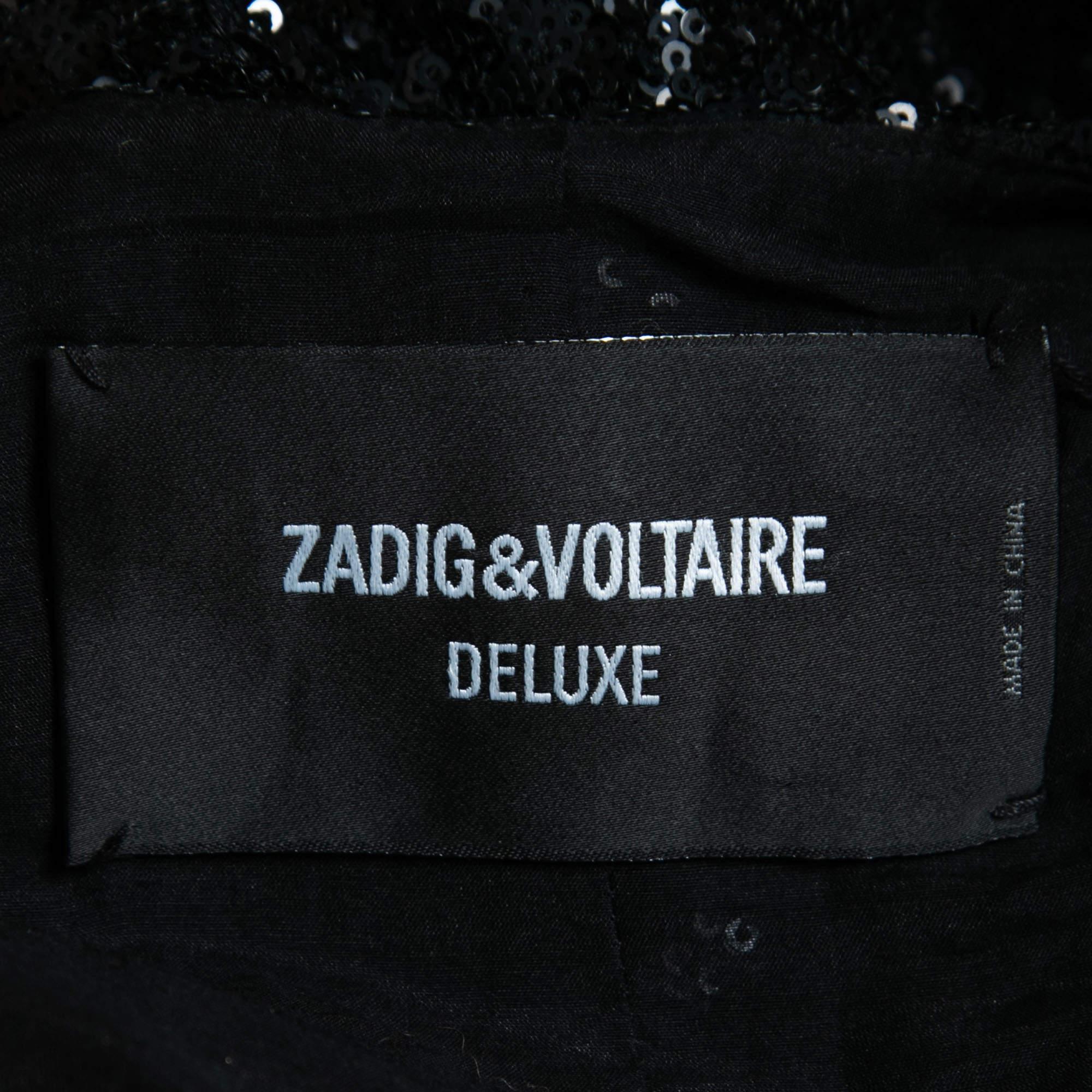 Zadig & Voltaire Deluxe Black Sequined Vest M 1