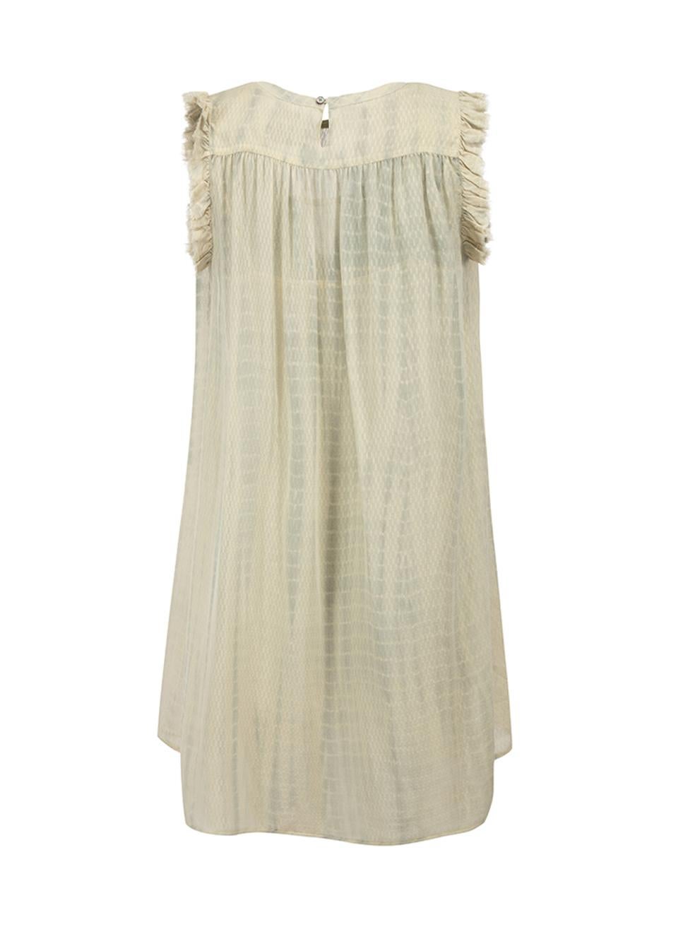 Beige Zadig & Voltaire Deluxe Cream Silk Tie-Dye Mini Dress Size M For Sale