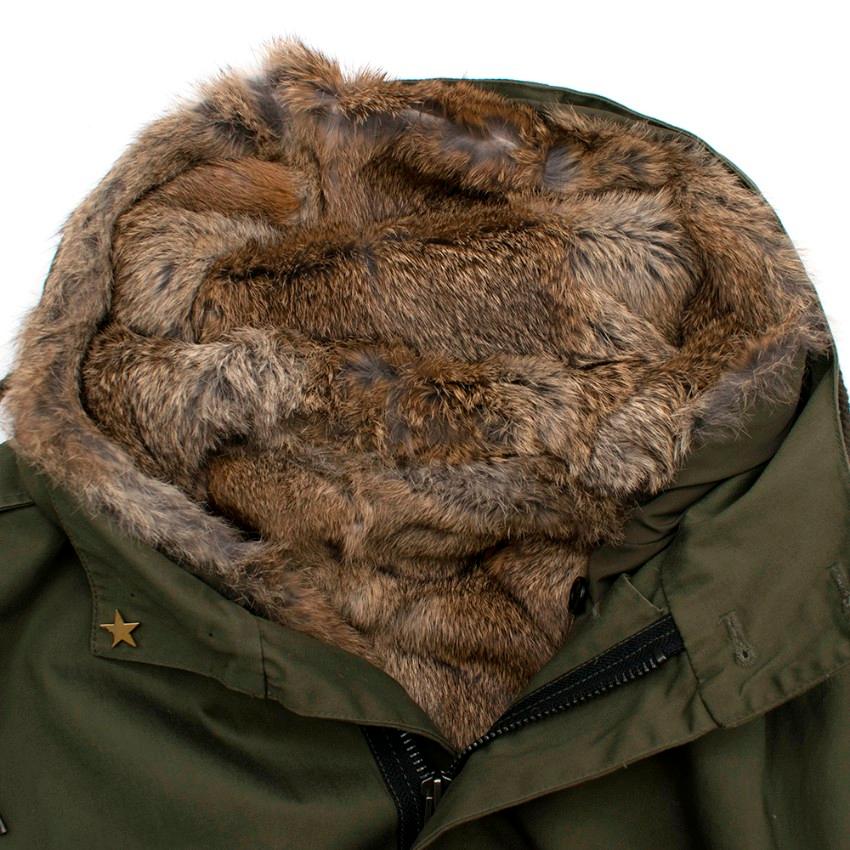 Black Zadig & Voltaire Deluxe Kevin Double Parka With Rabbit Fur Lining XS For Sale