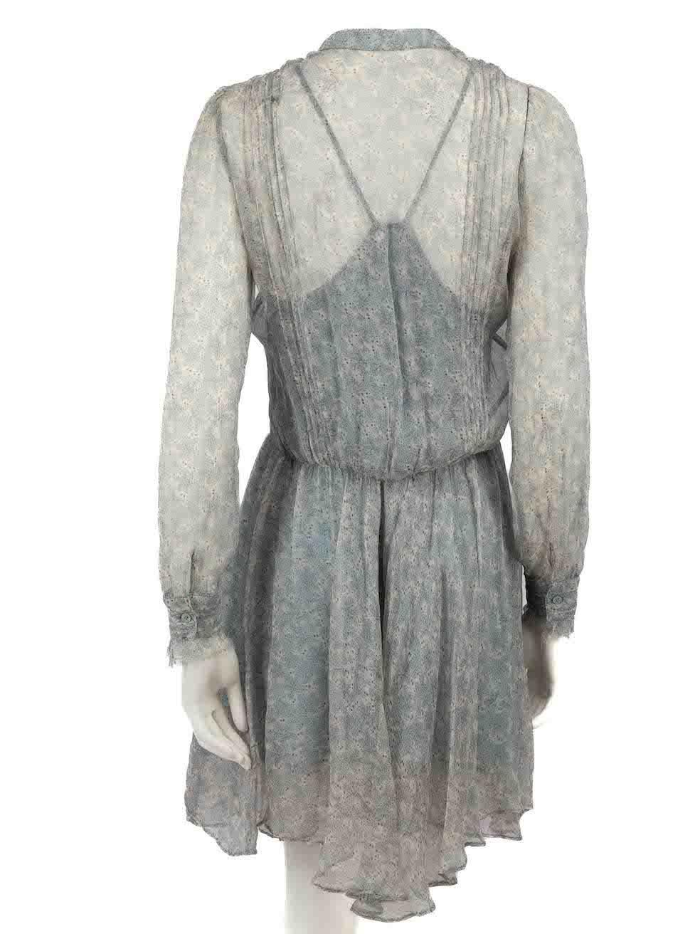 Zadig & Voltaire Dotted Silk Sheer Mini Dress Size S In Good Condition For Sale In London, GB