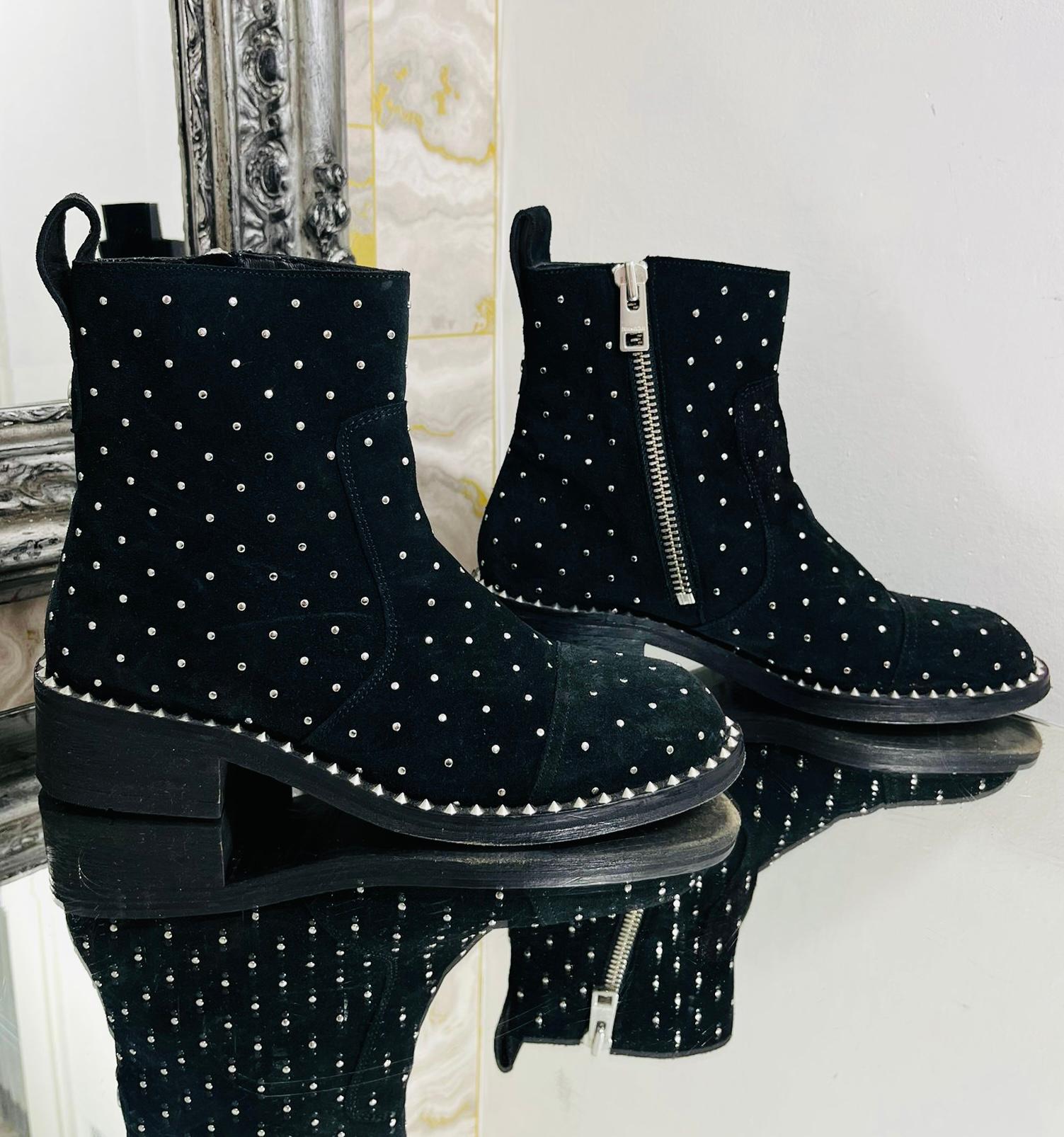 Zadig & Voltaire Empress Studded Suede Ankle Boots In Excellent Condition For Sale In London, GB