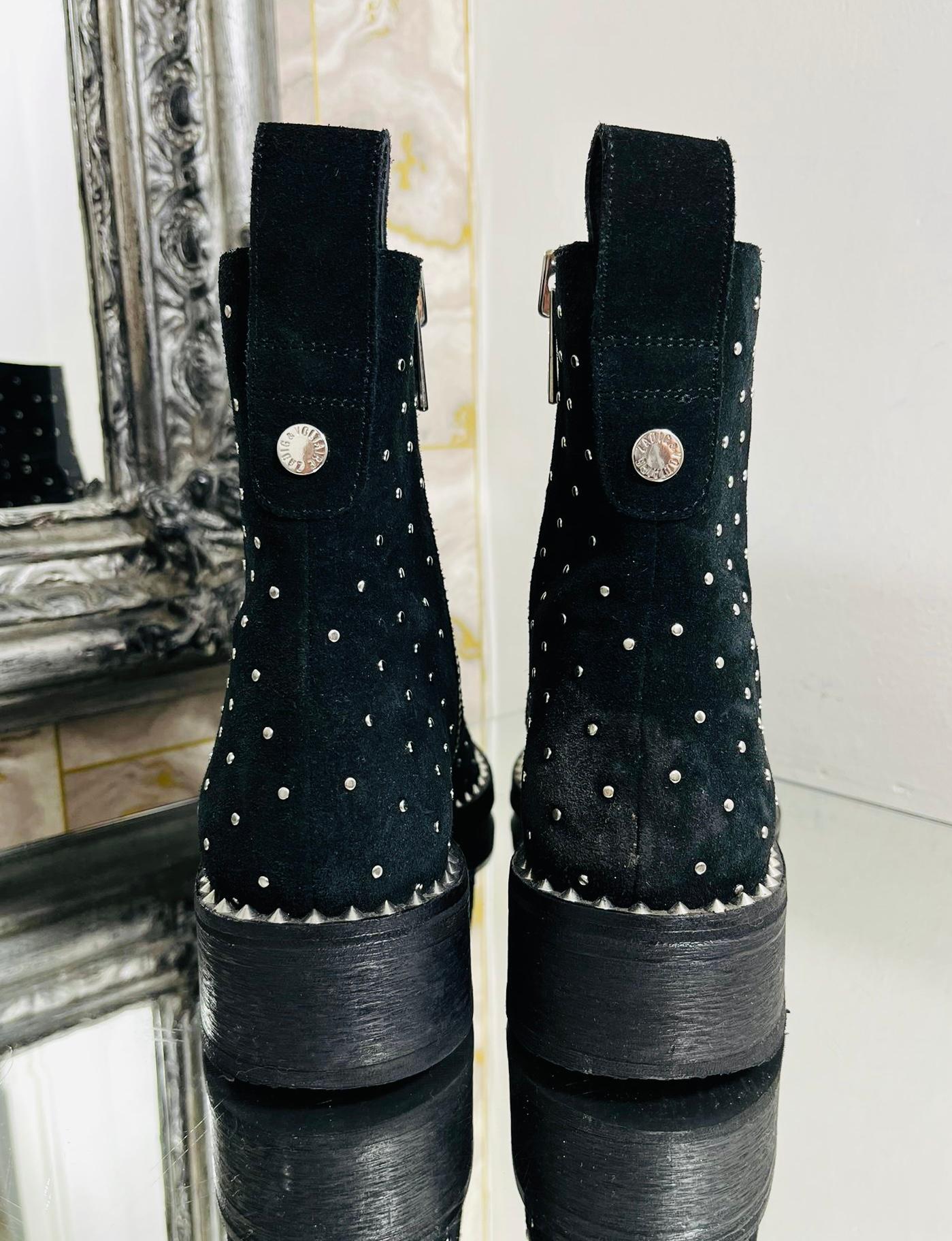 Women's Zadig & Voltaire Empress Studded Suede Ankle Boots For Sale