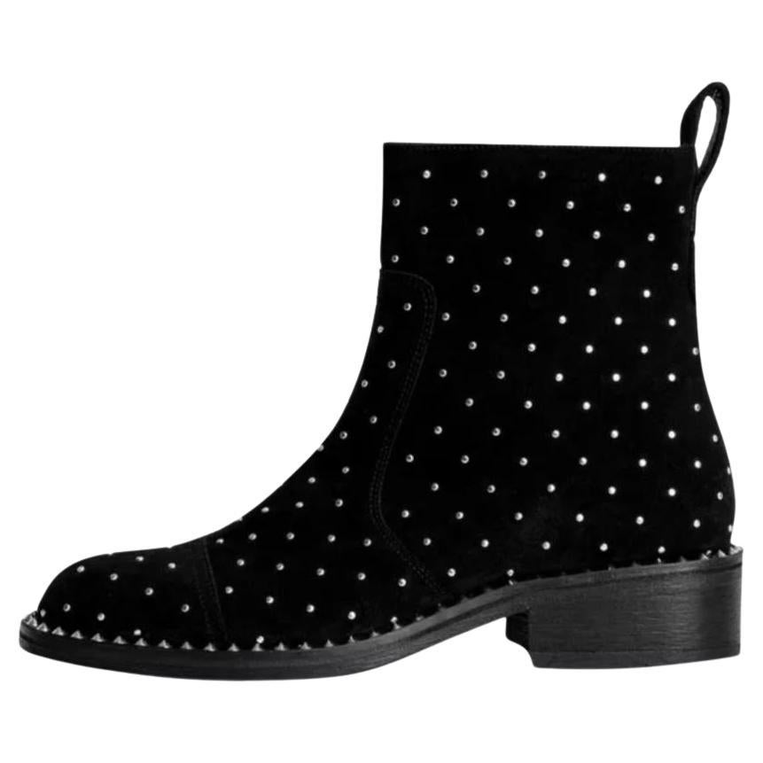 Zadig & Voltaire Empress Studded Suede Ankle Boots For Sale