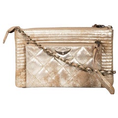 Zadig & Voltaire Gold Leather Pochette Louisa Matelasse Deluxe