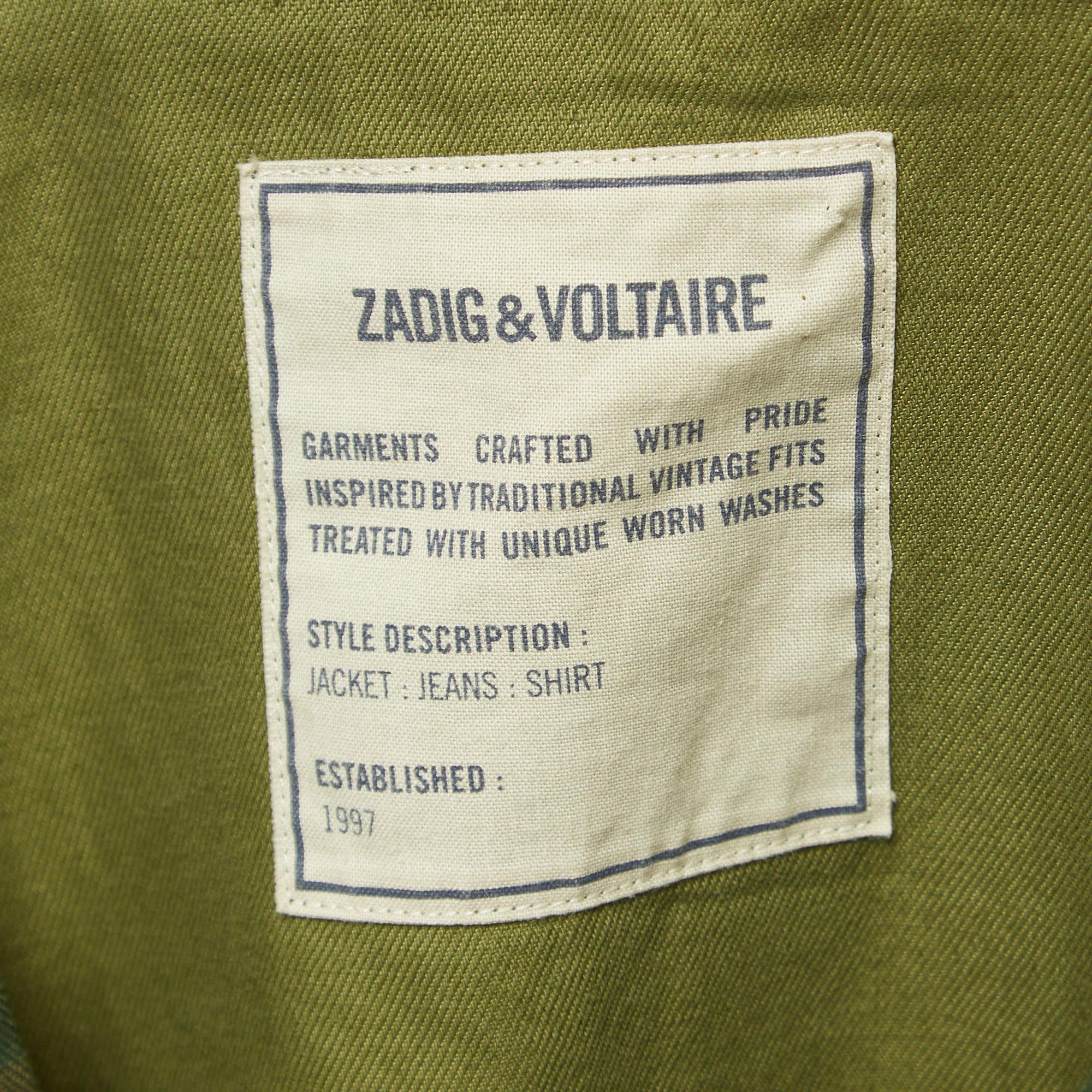 Zadig & Voltaire Green Camouflage Printed Cotton Jacket S 3