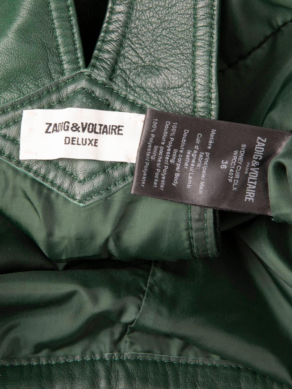 Zadig & Voltaire Salopette slim en cuir vert Taille S en vente 5
