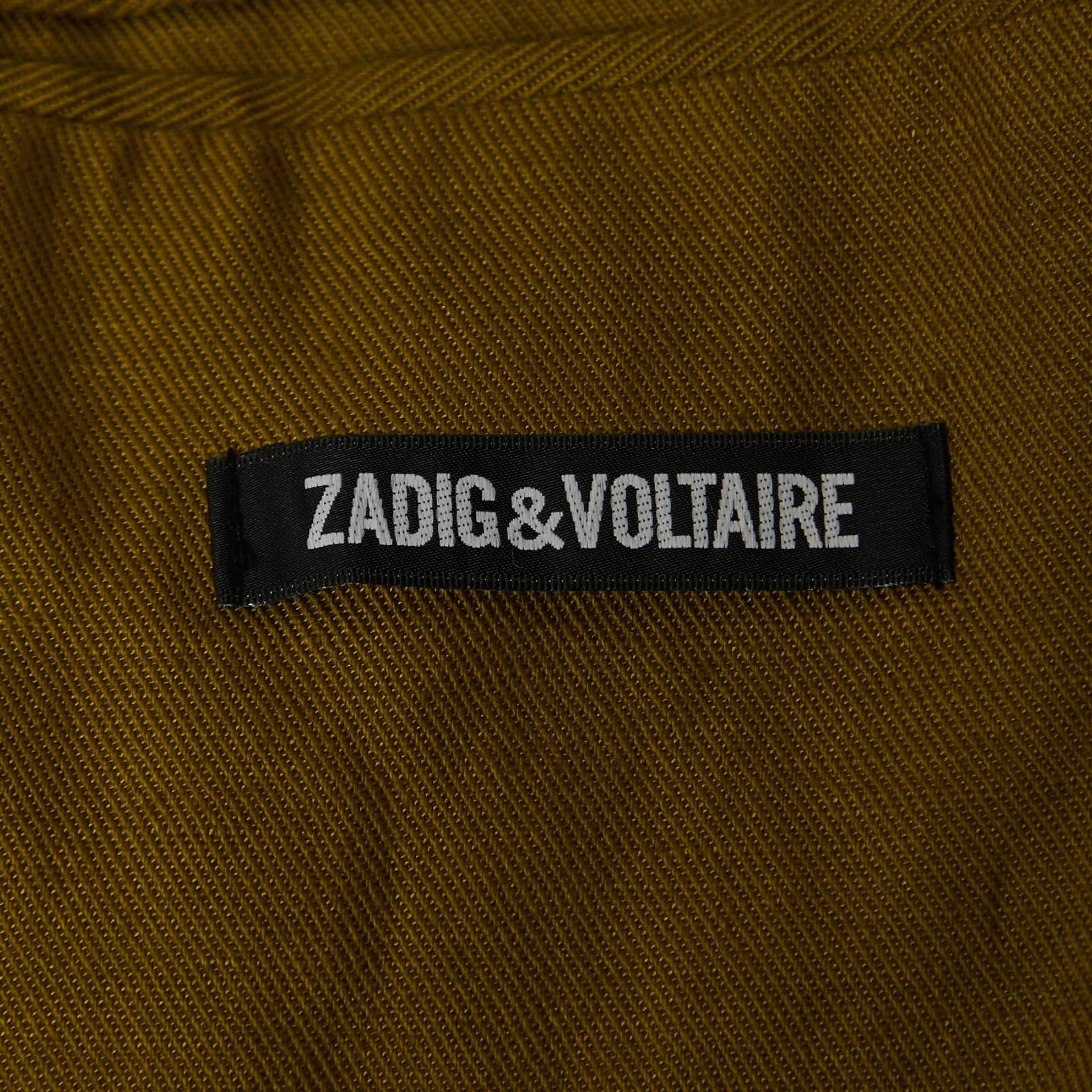 Zadig & Voltaire Green Linen Blend Single-Breasted Blazer S In Excellent Condition In Dubai, Al Qouz 2