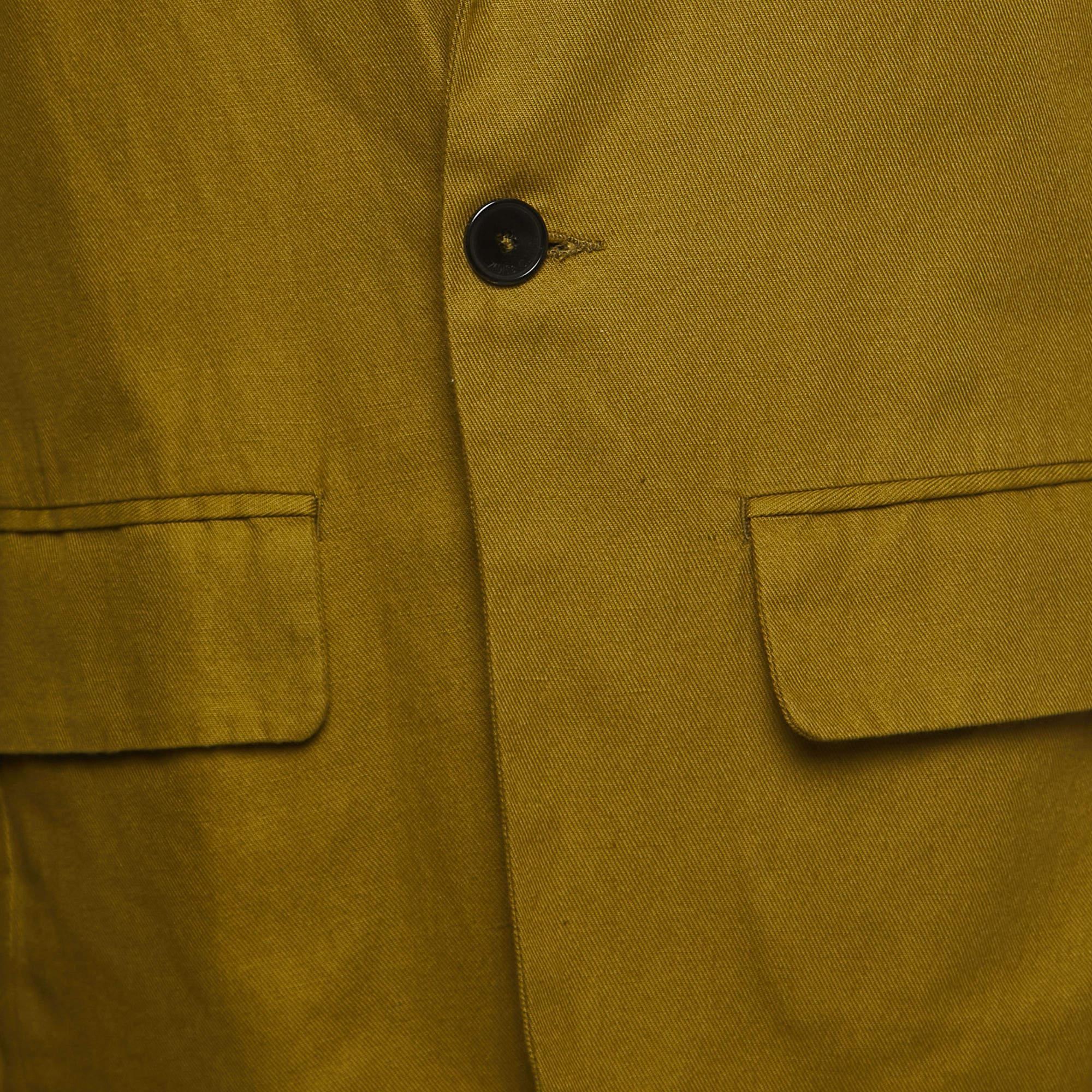 Men's Zadig & Voltaire Green Linen Blend Single-Breasted Blazer S