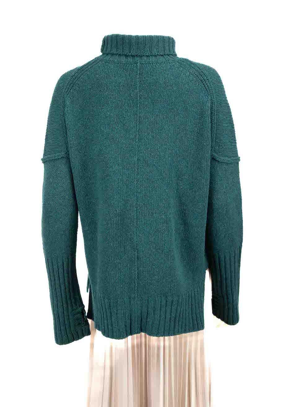 Zadig & Voltaire Green Wool Logo Turtleneck Jumper Size S In Excellent Condition For Sale In London, GB