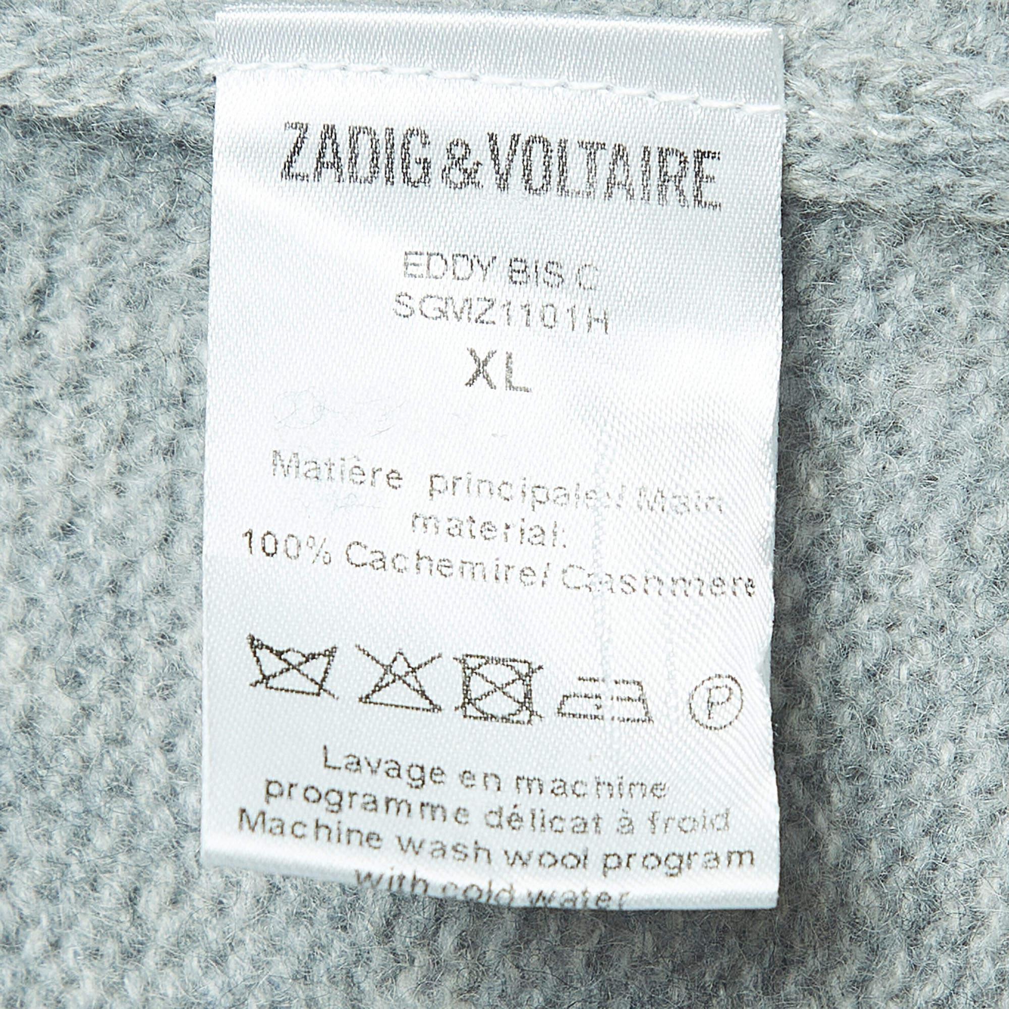 Women's Zadig & Voltaire Grey Cashmere Distressed Sweater XL