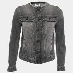 Zadig & Voltaire Grey Distressed Denim Frayed Jacket XS