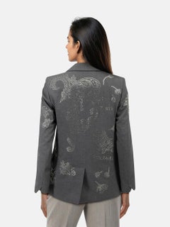 Zadig & Voltaire Grey Embellished Paisley Blazer Size XS