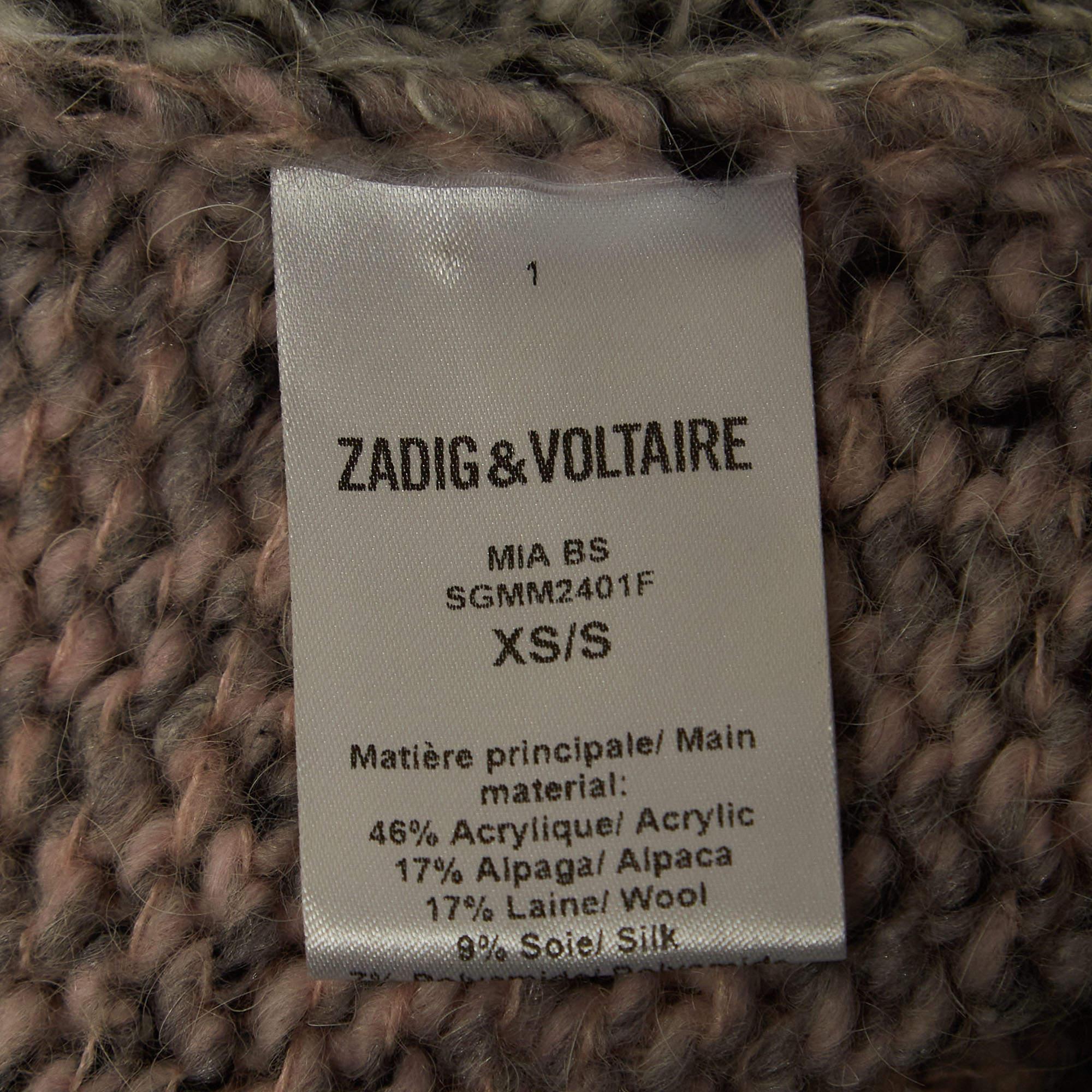 Zadig & Voltaire Grey Knit Open Cardigan XS/S In Excellent Condition In Dubai, Al Qouz 2