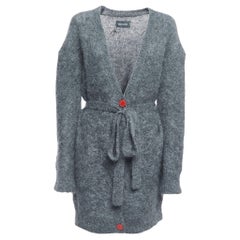 Zadig & Voltaire Grey Mohair Belted Button Front Cardigan M/L